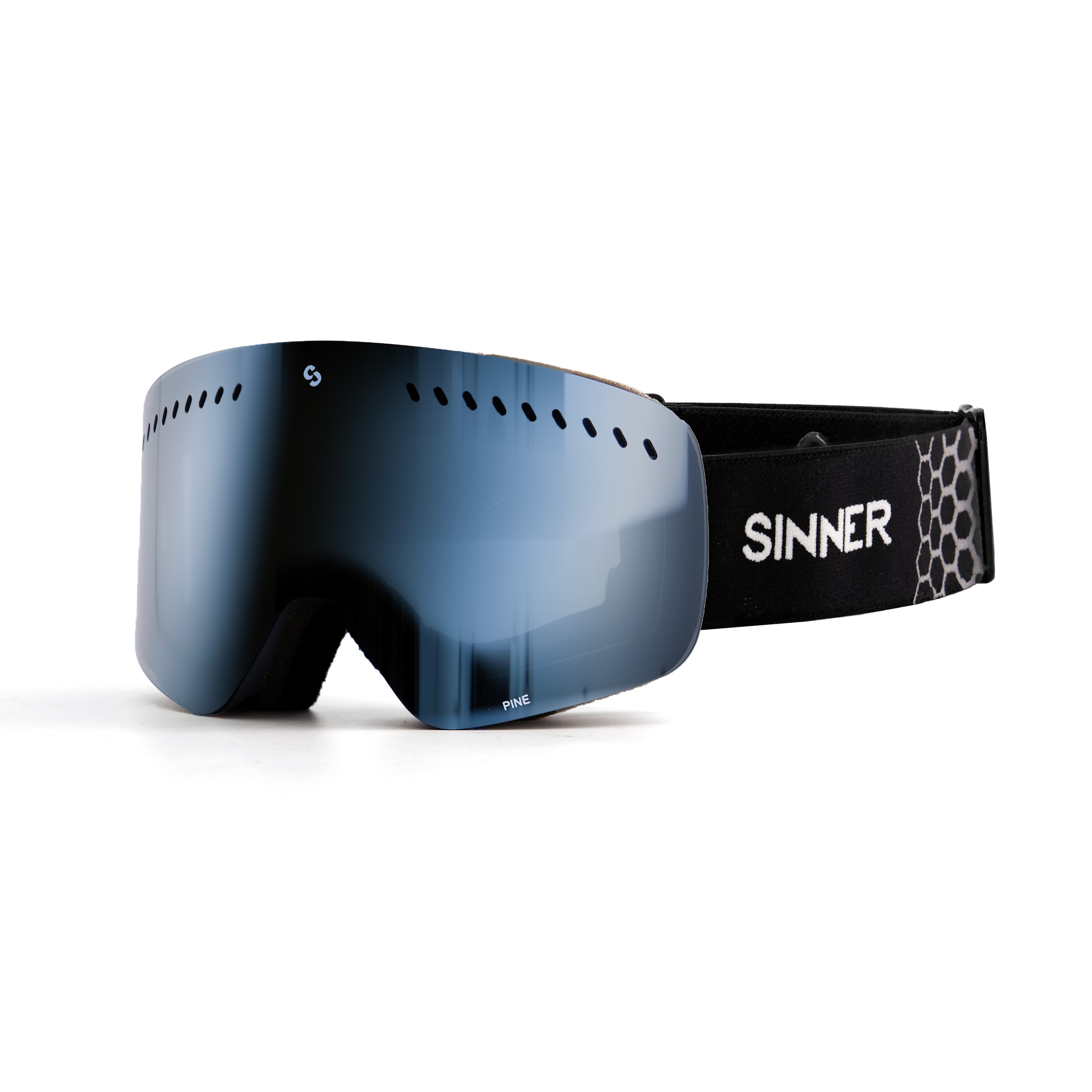 Sinner Pine Skibril - Zwart Frame + Blauwe Spiegellens