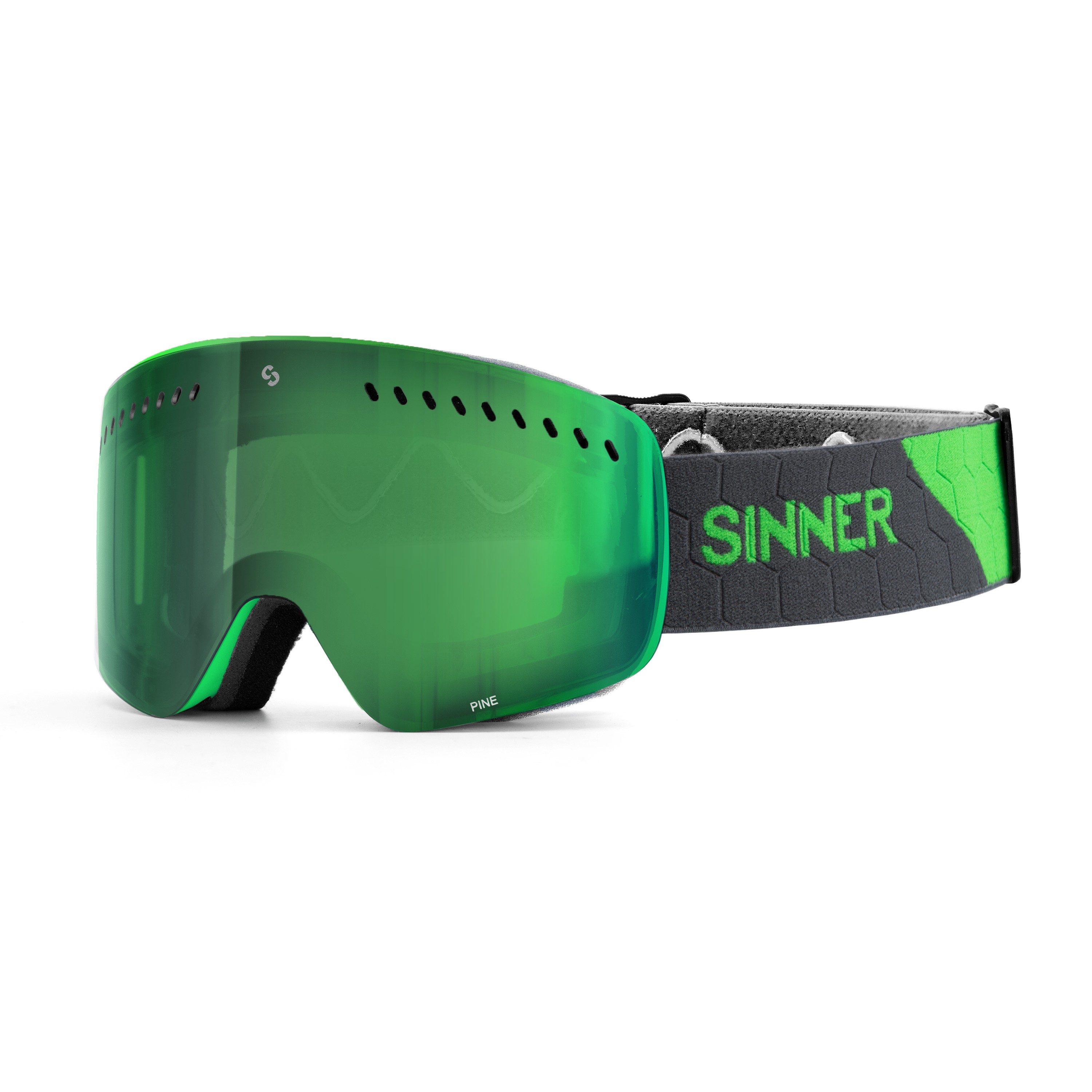Sinner Pine Skibril - Groen Frame + Groene Spiegellens